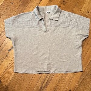 Gray Women's Knit Collared Blouse
